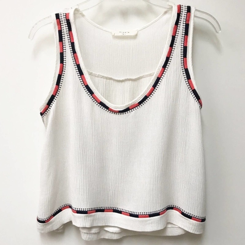 ANTHROPOLOGIE TOP SIZE L ELODIE WHITE EMBROIDERY …